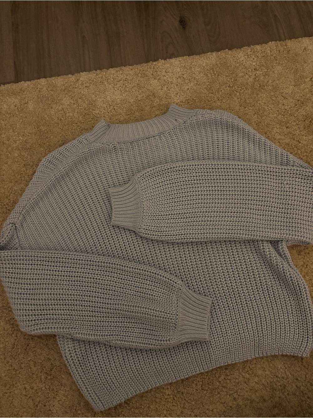 Forever 21 Light Blue Crewneck Waffle Knit Sweater
